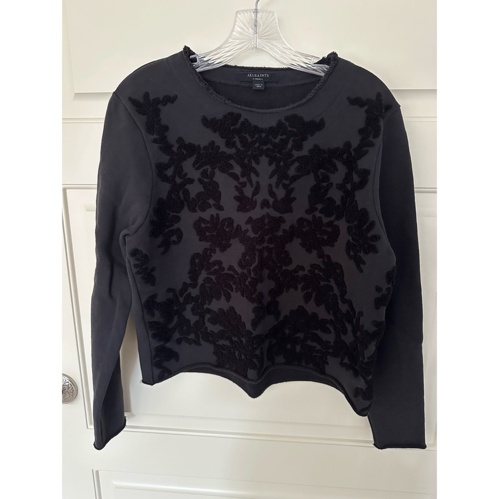 AllSaints Black Embroidered Sweater